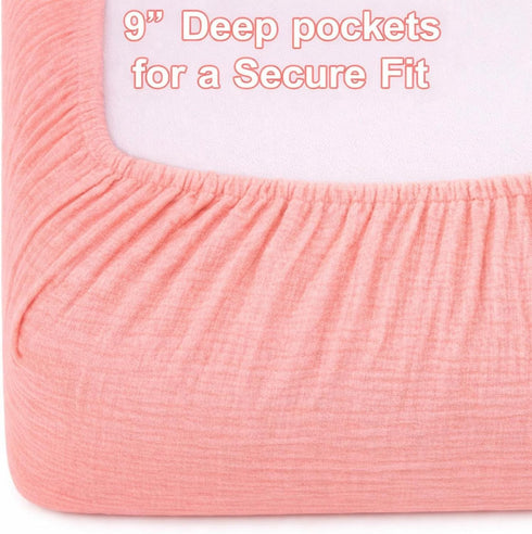 2 Pack 28"x 52"- Blush Muslin Crib Sheets for Boys & Girl- Neutral Breathable Cotton Crib Mattress Sheets Fitted