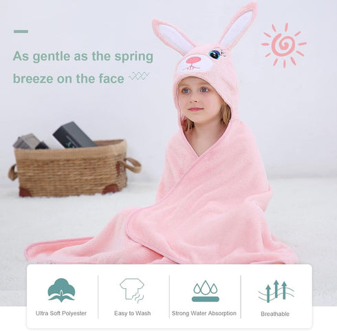 Swimming 27.5" 47" 0-7T MICHLEY Cartoon Hooded Baby Towel Unisex, Premium Soft Bathrobe Large Washcloths x for (Rabbit)