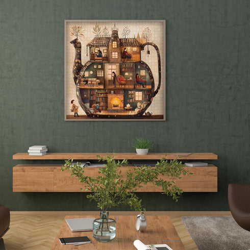 PICKFORU 1000 Teapot Library Puzzles for Adults Pieces, Vintage Bookshelf Book Puzzles Room Art, Difficult Unique