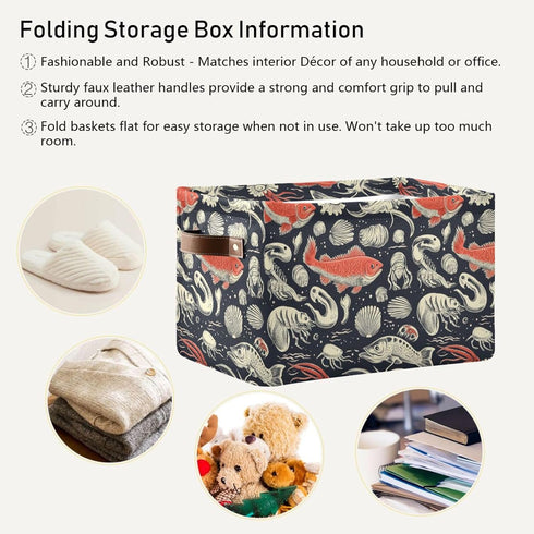 CWUPZAY 1 Pack Salmon Storage Basket Canvas Fabric Collapsible Storage Bins Box Organizer Waterproof for Home Bedrooms