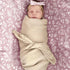 Set, Set 47 47 inches, 70% 30% LifeTree Baby Swaddle Blanket and Bow Mauve Floral Muslin Newborn Swaddle with Matching