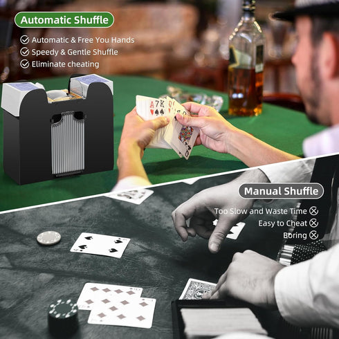 Automatic Card Shuffler for 1/2/4/6 Decks, Battery Operated Electric Shuffler for UNO, Casino Card Games, Home Use
