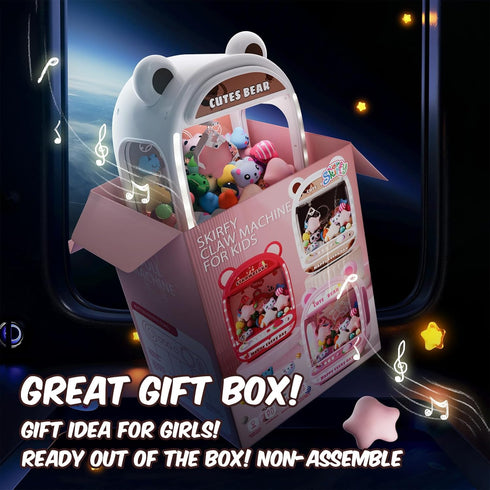 6+,Mini Skirfy Claws Machines for Kids,Unicorns Toys for Girls Age Vending Machines with Squishyes Fidgets Toys,Candy