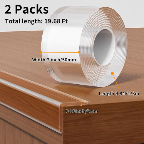 KAIYUER 2Pack Baby,2in 9.84Ft,Clear Baby Proofing Edge Protector for x Edge Protector Strip Sharp Edge Wrap Cover