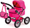 Bayer Design Trendy Pram for Dolls Up to 18" - Hot Pink, Includes Shoulder Bag, Adjustable Handle, Ages 3+
