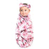 Touched by Nature Unisex Baby Organic Cotton Swaddle Blanket and Headband or Cap, One Size, Cherry Blossom