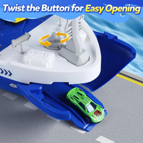 Playset CUTE STONE Cargo Ship Toy & Gantry Crane, Toy Boat and Crane with Sounds & Lights, Transport Containers, Push