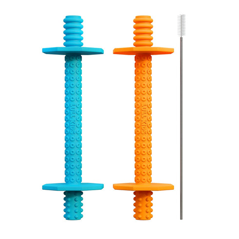 Silicone Baby Teethers 0-6 Months - Textured Baby Teething Toys, Freezable Chew Straws for Babies 6-12 Month Girl Boy