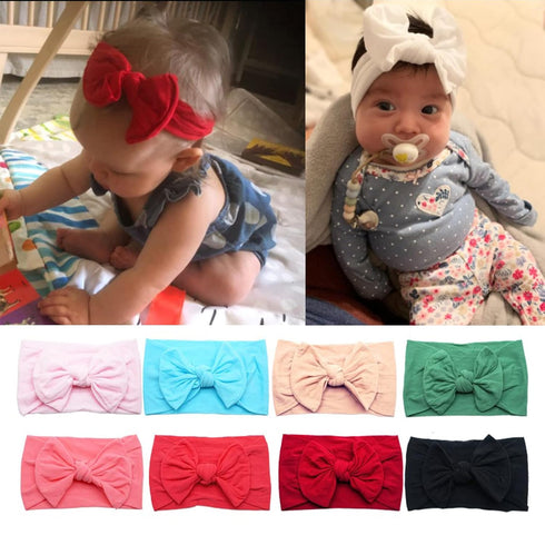 20PCS Soft Nylon Baby Girls Headbands, 4.5inch Hair Bows, Elastic Hairbands for Newborns Infants Toddlers