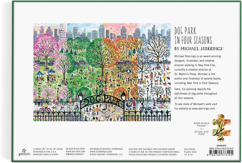 Michael Storrings Dog Park in Four Seasons - 250 Piece Wood Puzzle by Bestselling Artist