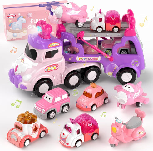 usrela Cars Toys for 2 + 3 + Year Old Girl, 7-in-1
