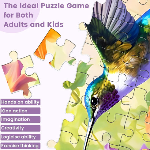 500 Piece Puzzle for Adults, Jigsaw Puzzle,Flower Hummingbird Jigsaw Puzzles 500 Pieces Birthday Party for Family Kids and Adults Funny Puzzle for Adults