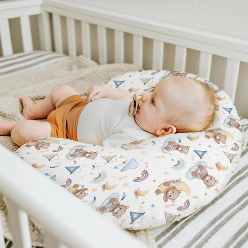 Watercolor Bear Rainbow Blue Baby Nursing Pillow Covers for Boy Cute Bears Moon Stars Clouds Nursing Slipcovers
