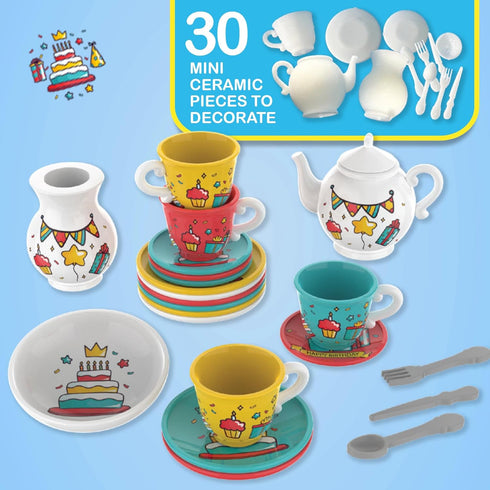 Set 30 Mini Maker Party Creations Paint Your Own with UV Oven DIY Ceramic-Like Craft Kit for Girls & Boys Decorate