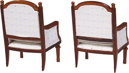 Wooden Dollhouse Armchairs, Set of 2, Dining Lounge Chairs for Miniature Furniture, 3 inch to 6 inch Dolls