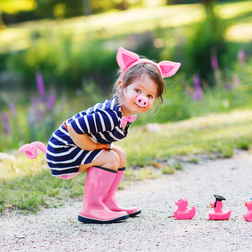 Norme Pig Costume Set - Ears, Nose, Tail, and Bow Tie, Pink Fancy Dress Kit Accessories for Kids