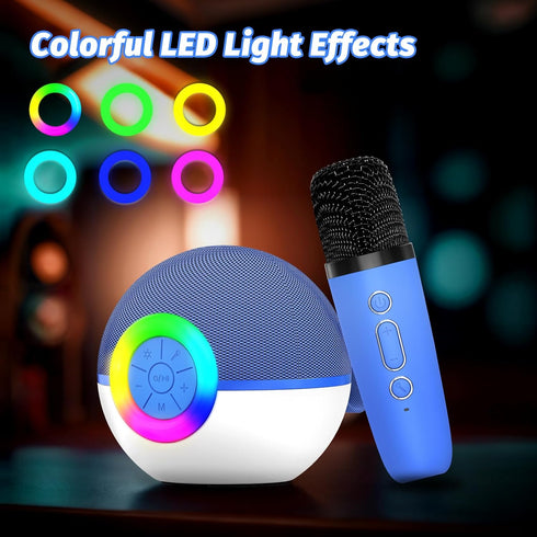 goopow 3 4 5 6 7 8+ (Blue-2MIC) Mini Karaoke Machine Speaker for Kids Adults, Portable Bluetooth Microphone Song Toys