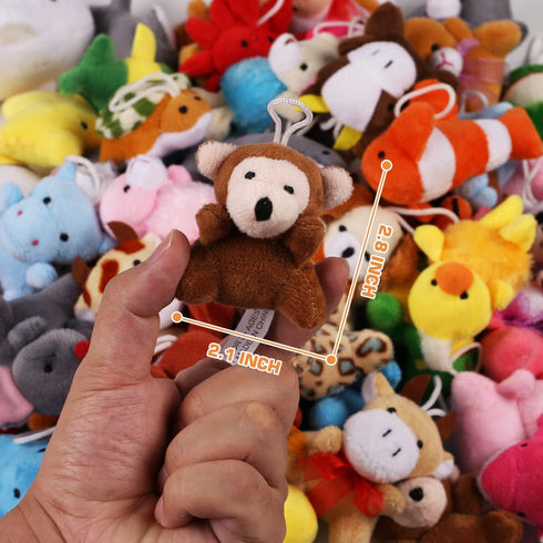 56 Pack Set Mini Plush Animals Toys Bulk, Small Stuffed Animals Including Sea Creatures, Keychain for Claw Machine