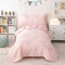 Pink Toddler Bedding Sets for Girls, 4 Pieces Soft Microfiber Floral Embroidery