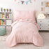 Pink Toddler Bedding Sets for Girls, 4 Pieces Soft Microfiber Floral Embroidery