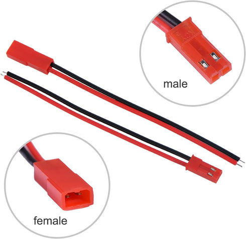 eBoot 20 Pairs 22 AWG JST Plug Connector 2 Pin Male Female Cable Wire for LED Lamp Strip RC Toys Battery, 4 & 6 Inch