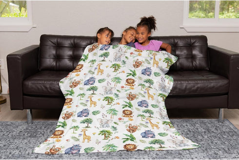 SqtmuHLuo 60x80inch Safari Jungle African Animals Baby Blanket for Boys Girls Neutral Giraffe Elephant Monkey Newborn