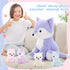 5 Set, 20 inches MaoGoLan Large Fox Plush Stuffed Animal, Pcs Stuffed Foxes Plush Toy Purple Mama Fox Toy with Babies