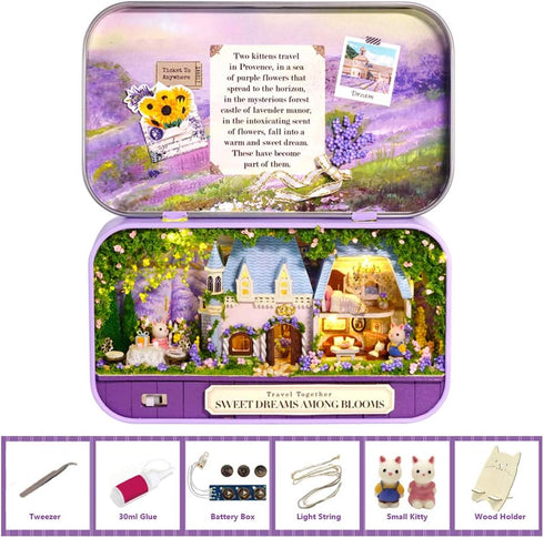 MAGQOO 3D Wooden Dollhouse Miniature DIY Kit with Furniture, 1:24 Box Theater Kit (Pack of 3)
