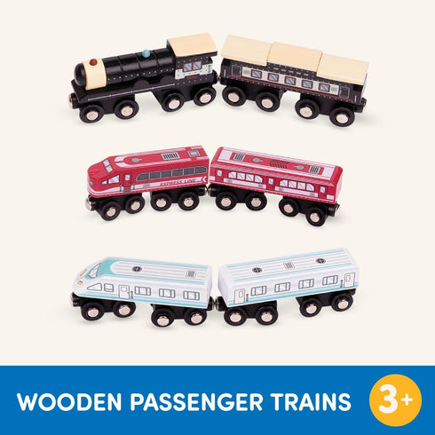 6 Set 3+ Battat Classic Magnetic Wooden Trains Pieces Wooden Railroad Engines & Cars Years