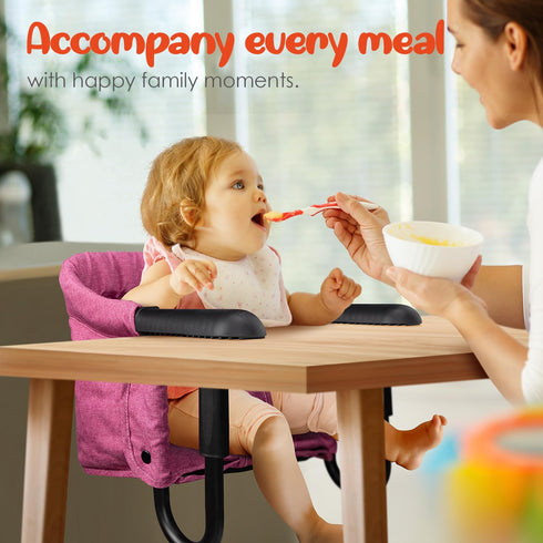 6-36 Hook On High Chair - Portable & Foldable for Babies Months, Family & Travel Use with Carry Bag(Rose Red)