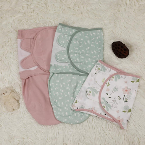 3-Pack, 03 Baby Swaddle Sleep Sacks Newborn Organic Cotton Swaddle Wraps with Adjustable Wings, Breathable Swaddling