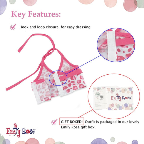 Emily Rose 18-inch Doll Clothes, 6-Piece Tankini Bathing Suit Gift Set, Compatible with 18" American Girl Dolls