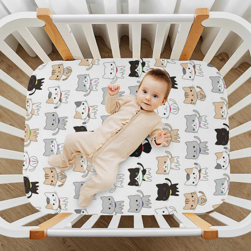Cozy 28x52 Kigai Cute Cats Crib Sheet for Boys and Girls Jersey Knit Fitted Crib Sheet Soft Breathable Baby Crib Sheet