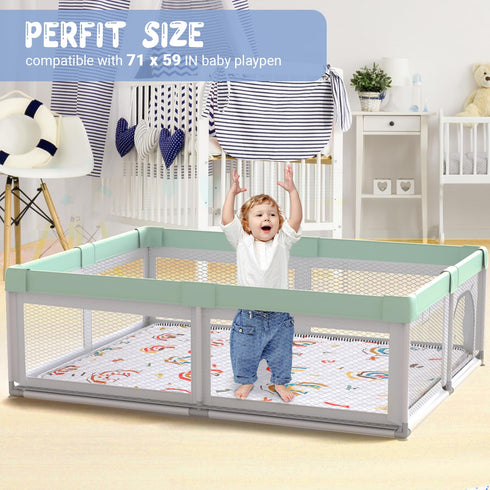 71" 59" Tummy Boho Rainbow Baby Play Mat X Non-Slip Cushioned Baby Crawling Mat Letter Playmats, Kids Play Mats Pad