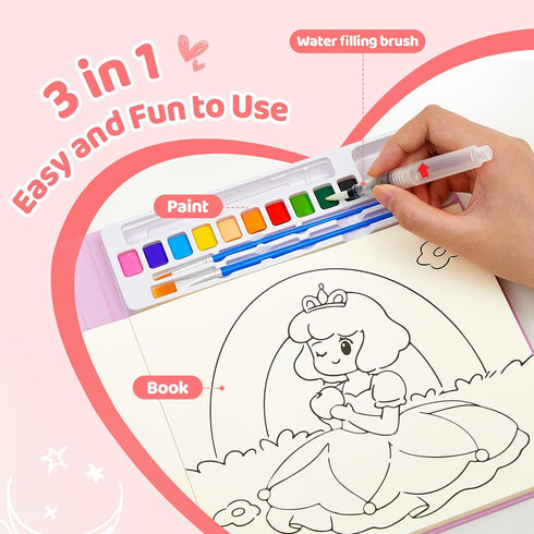Sets 3-5 4-8, 24 Paint with Water Coloring Books for Toddlers - Watercolor Painting Book for Kids Ages Pages Total DIY
