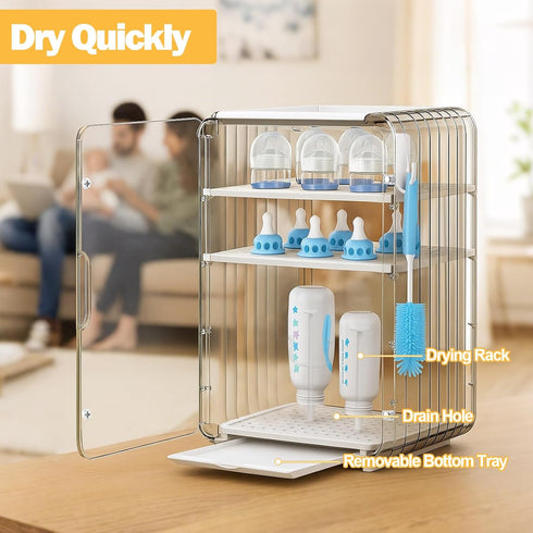 Countertop XANGNIER Baby Bottle Organizer,Clear Baby Bottle Storage Organizer for and Cabinet,with Drying Rack