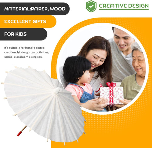 Parasol Mini Umbrella Doll Umbrella, White Blank Paper Parasol DIY Craft Umbrella, Cute Tiny Umbrella Mini Parasol