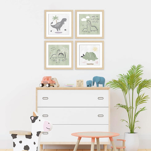 4 Pack 10x10 Inch Set ArtbyHannah Framed Nursery Wall Decor, Framed Baby Wall Art, Woodland Animals Prints for Kids