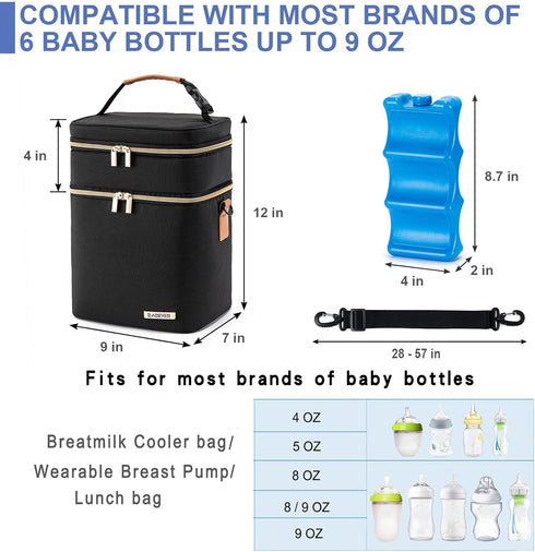Pack 6 9 Breastmilk Cooler Bag with Ice Fits Baby Bottles Up to Ounce