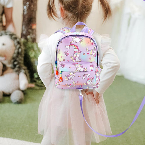 Accmor Toddler Harness Backpack Leash, Mini Unicorn Backpacks with Anti-Lost Wrist Link, Cute Child Backpack Walking