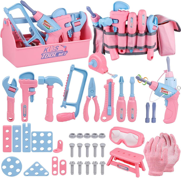 Kids Tool Set, 48PCS Toddler Tool Set with Electronic Toy Drill &