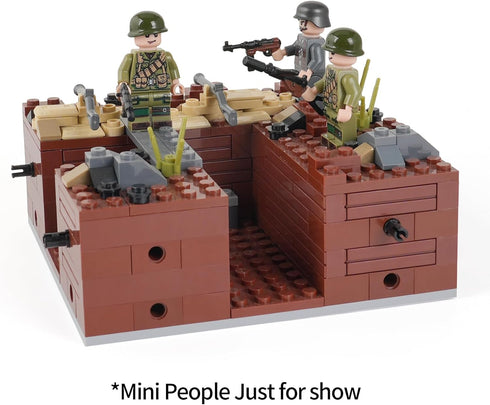 WW2 Battlefield Left Corner Military Block Set, 200PCS, Suitable for MOC Military Secondary Creation