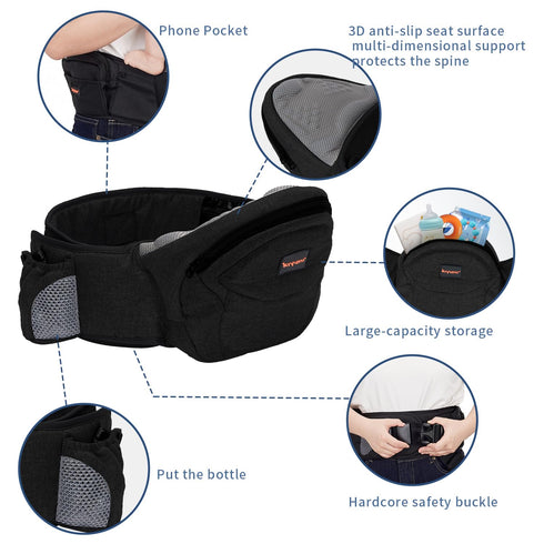 7-40lbsfor Baby Carrier with Hip Seat, Newborn to Toddler, Adjustable Extended, Ergonomic M Position Baby Carrier