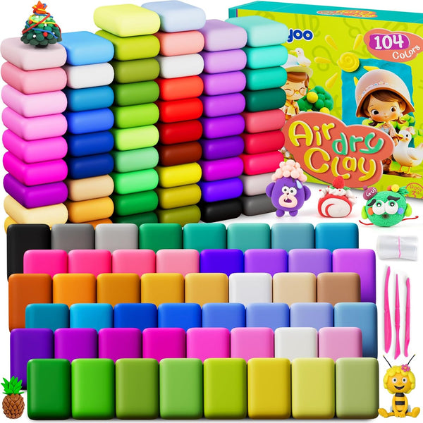 Ixiaoyoo Air Dry Clay for Kids, 104 Colors DIY Magic Modeling Clay