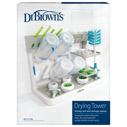 Dr. Brown's Baby Bottle Drying Tower, Stand-Up Countertop Drying Rack with Organized