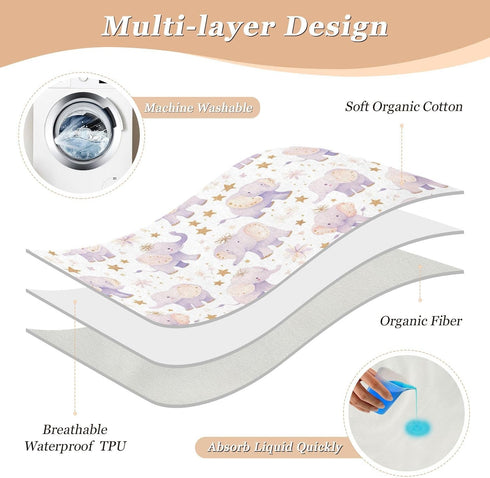 siphylline 52" 34" Minimalist Cartoon Elephants Extra Large Resuable Bed Underpads Waterproof Washable Baby Diaper