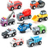 SainSmart Jr. Wooden Train Set Accessories Toy Cars (10 PCS), Compatible with