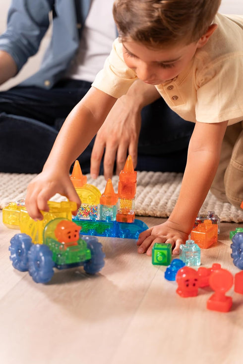 Set 30 2+ Jelly Blox Construction Dump Truck | Pieces | Toddler & Preschool Building Blocks Kids Can Squeeze, Stretch