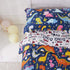 Joyreap 4 Set, Piece Toddler Bedding Standard Size Colorful Dinosaur Printed on Navy, Includes Quilted Comforter