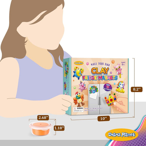 30 12 Drama Planet Make Your Own Clay Fridge Magnets Kit, Air-Dry Clay Crafts for Kids, Includes Instruction Book